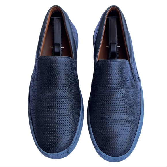Aquatalia Leather Woven Slip Ons in Navy Size 10 main image 6